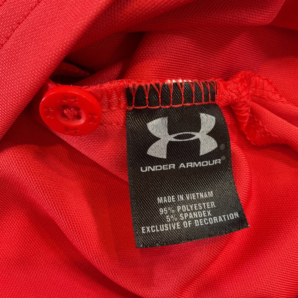 Under Armour Mens HeatGear Loose Fit Short Sleeve Polo Shirt Red Large 541030 - Picture 7 of 8